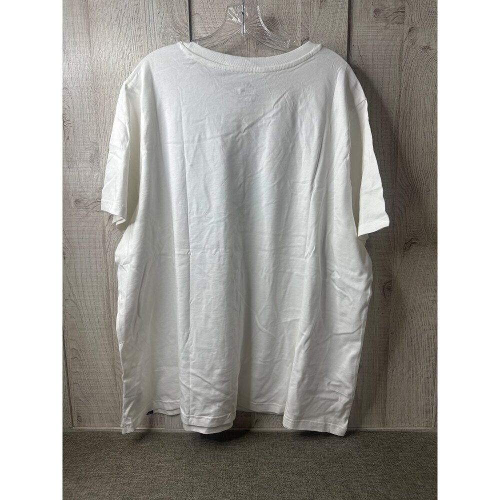 Adidas Womens White Crew Neck T Shirt 3XL Blue Marble Logo XXXL Short Sleeves - Picture 2 of 5